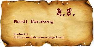 Mendl Barakony névjegykártya